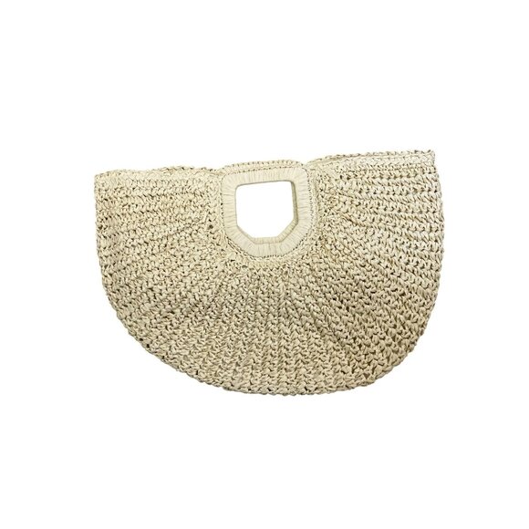 Anthropologie Natural Beige Ramla Woven Raffia Clutch Handbag - Picture 3 of 4